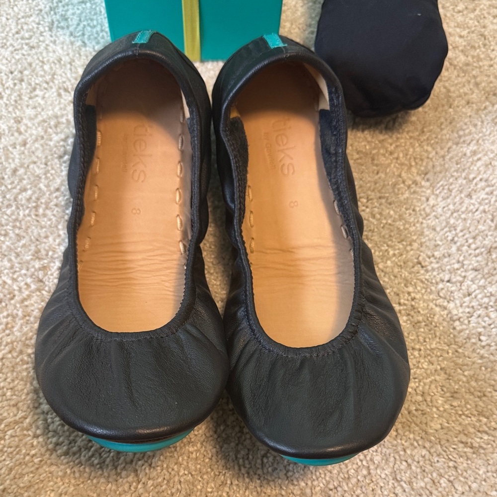 Tieks Black Leather Flats
